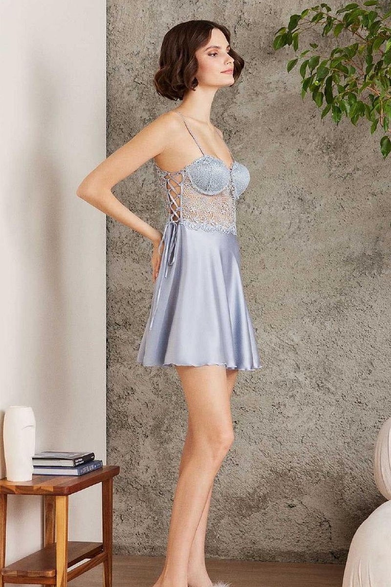 pierre cardin 6005 Women's Satin Lace 6-Piece Dowry Set-Mist  - Image 5