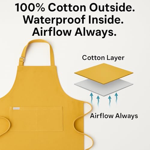 RUSTIQUE LINENS Work Apron – Stylish Cotton Apron with Rip Stop Weave, Waterproof & Breathable Membrane, Durable Tear Resistant, Chef, Kitchen, BBQ, Workshop & Gardening Apron-Slate Grey - Image 4