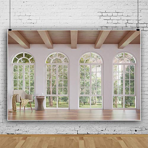 Yeele 7x5ft Business Office French Sash Window Backdrop Living Room Sofa Wooden Floor Photography Background Interior Room Modern Apartment Video Conferencing Photo Studio Props - Image 3