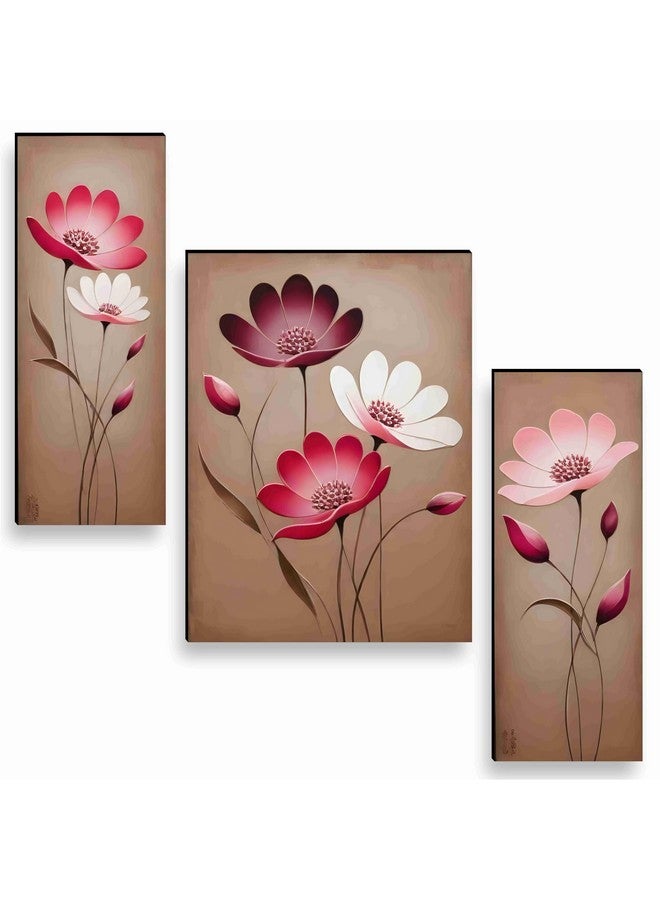 SAF Paintings flower pot for Wall Decoration - Set Of 3, 3d modern art Painting for Living Room Large Size with Frames for Home Decoration, Hotel, Office painting 50.8 cm x 30.48 cm SANFJM36048 - Image 1