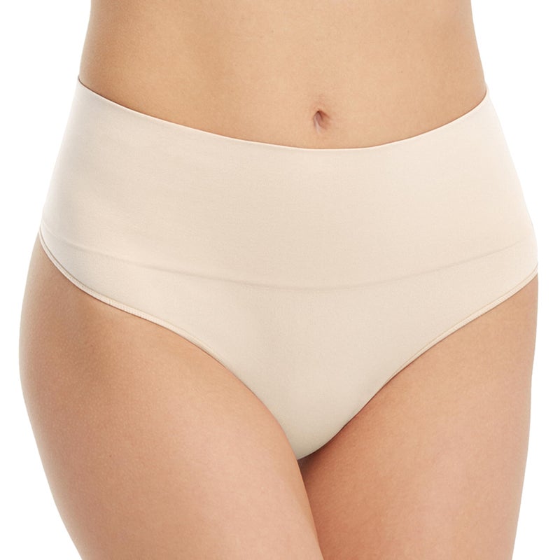 Spanx Women's Everyday Shaping Panties Seamless Thong Soft Nude Thongs SM - Image 1