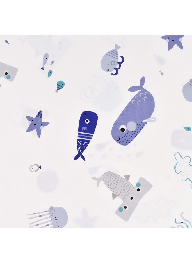 J-pinno Sea Animal Fish Whale Underwater World Cute Cozy Fun Full Sheet Set for Kids Girls Children100% Cotton, Flat Sheet + Fitted Sheet + Pillowcase Bedding Set (10, Full) - Image 4