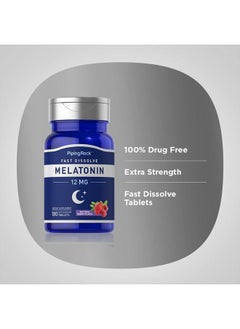 Piping Rock Melatonin Fast Dissolve 12 mg | 180 Tablets | Berry Flavor | Non-GMO, Gluten Free Supplement  - Image 4