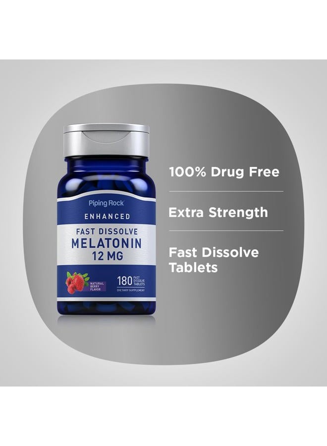 Piping Rock Melatonin 12 mg | 180 Fast Dissolve Tablets | Berry Flavor | Non-GMO, Gluten Free Supplement - Image 4