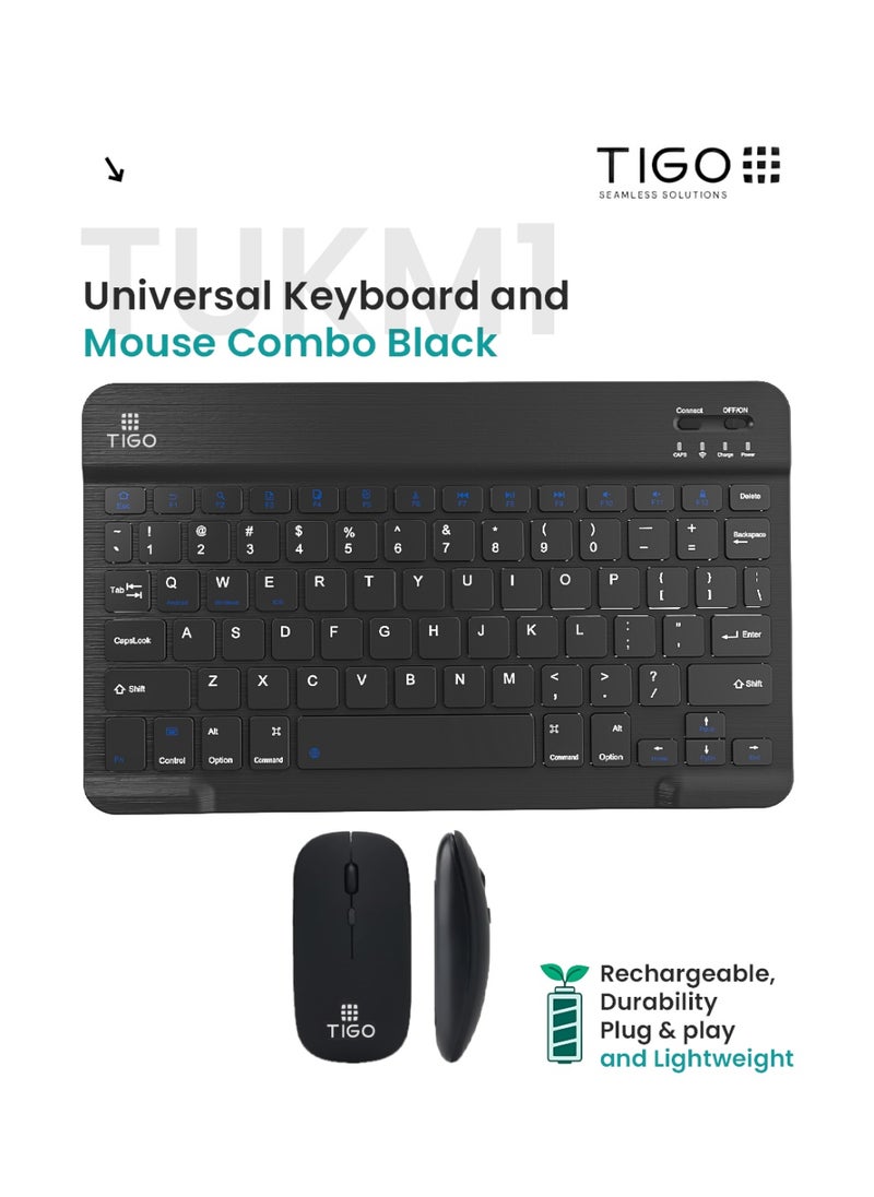 T I G O Universal Wireless Keyboard & Mouse Combo with Arabic & English Ergonomic Design and Silent Typing Keys Ultra Slim Design Compatible with Android Apple iPad IOS Windows & Mac (Black)  - Image 2