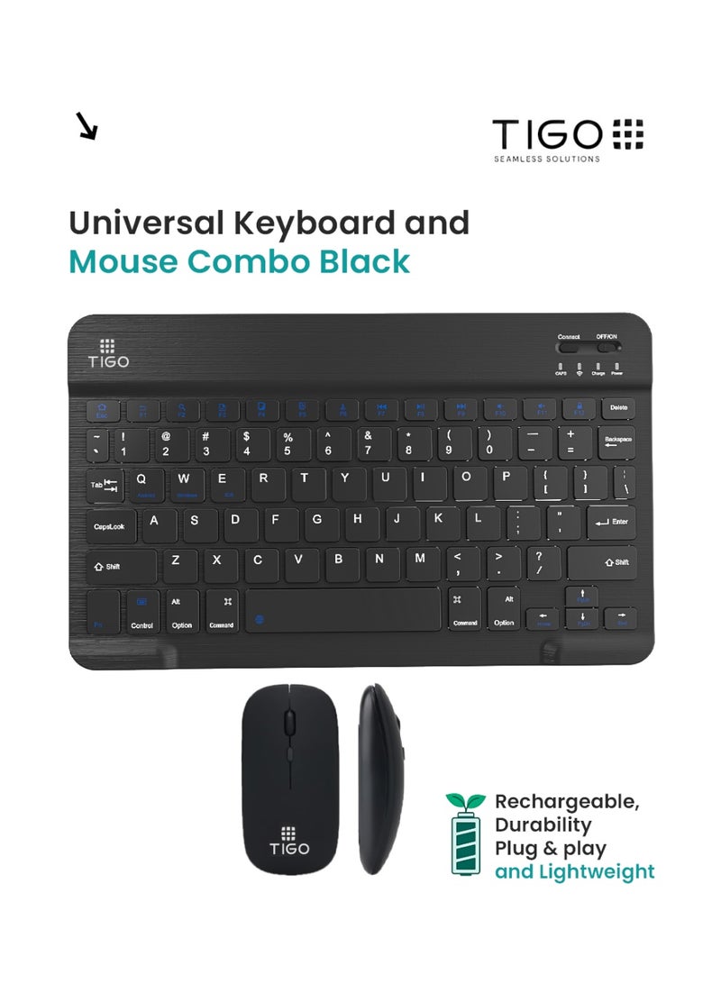T I G O Universal Wireless Keyboard & Mouse Combo with Arabic & English Ergonomic Design and Silent Typing Keys Ultra Slim Design Compatible with Android Apple iPad IOS Windows & Mac (Black)  - Image 2