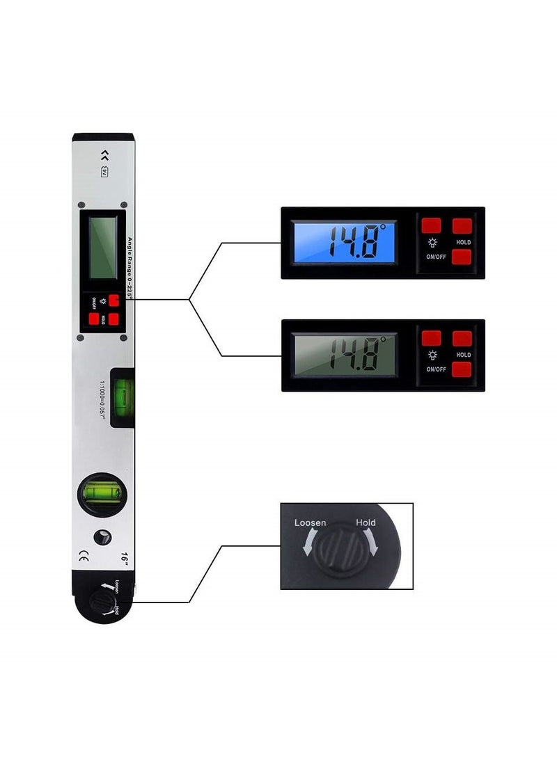 400mm Digital Protractor 0-225 Degree Electronic Angle Dual Spirit Level Measure Gauge Ruler for Measuring Tool  - Image 3