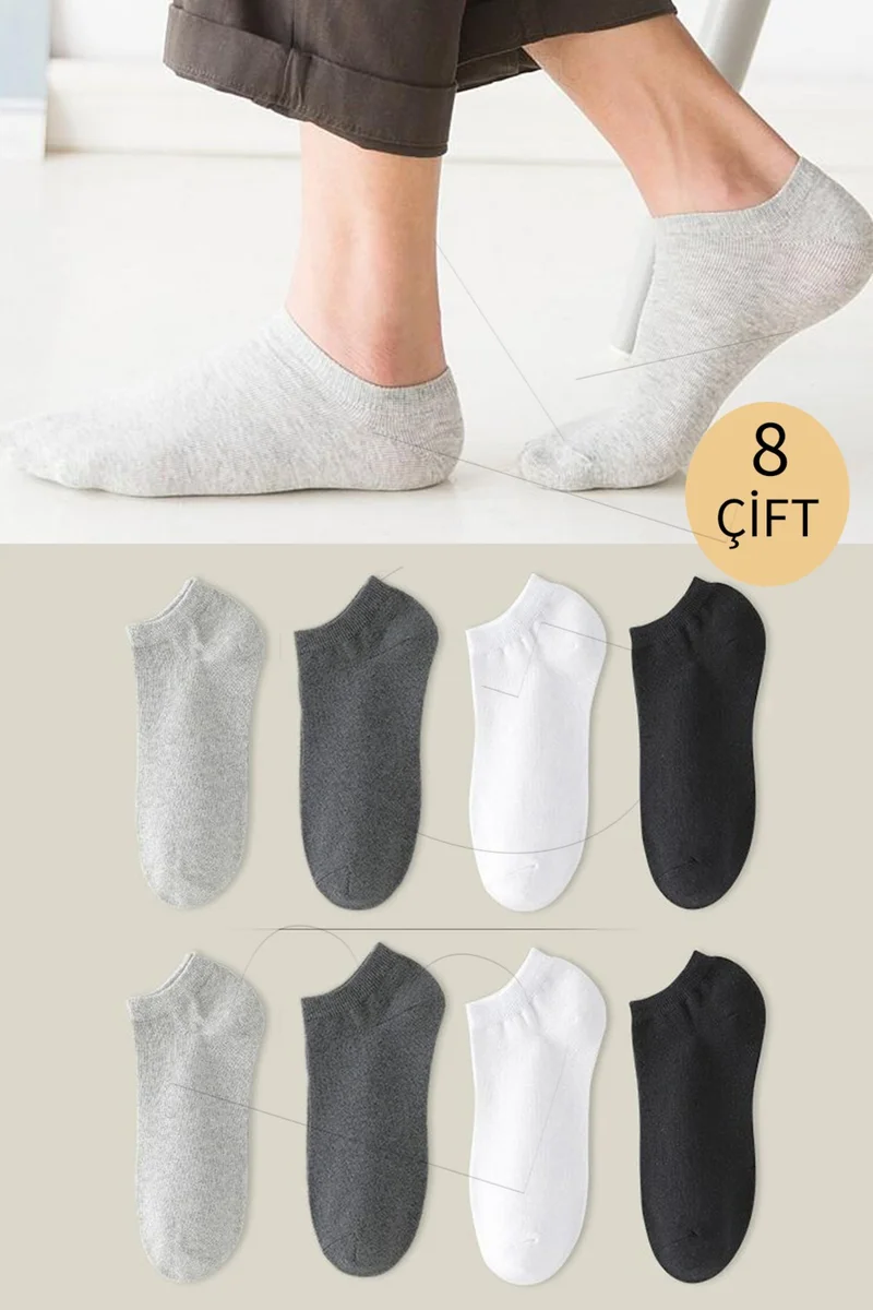 بي جي كي Unisex Basic Booties Socks 8 Pairs