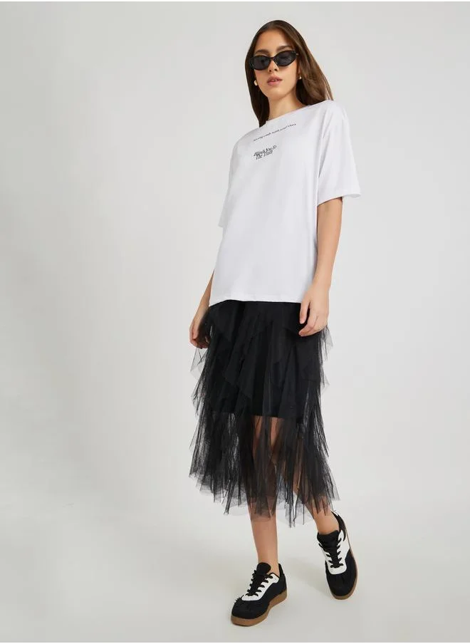 Take Two Take Two Slogan Print Round Neck Oversized T-Shirt