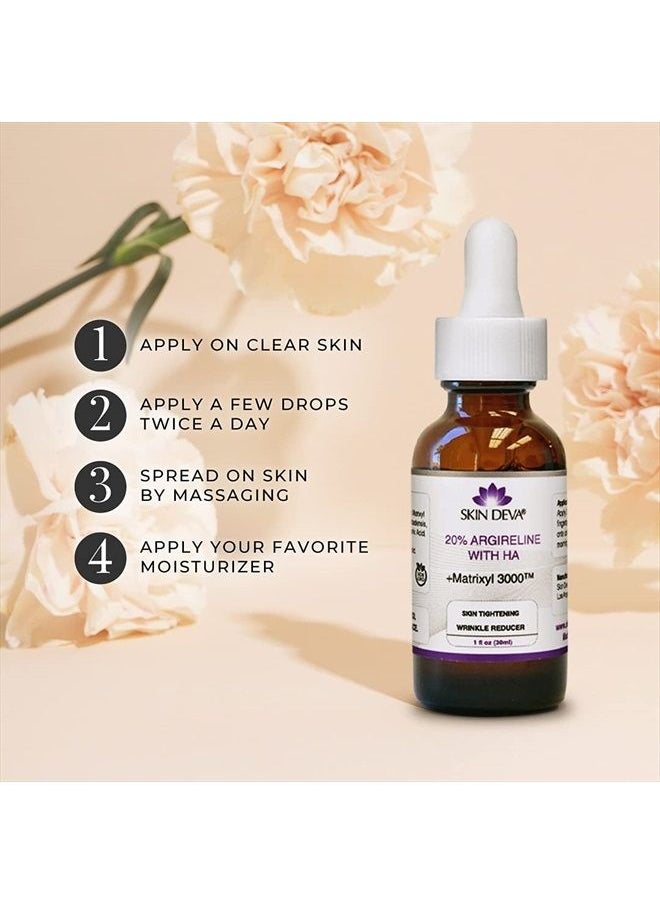 SKIN DEVA - 20% Argireline Serum with Matrixyl 3000 Pure Hyaluronic Acid Serum For Face Deep Wrinkle Reducer Anti Aging Tones Skin and Stimulates Collagen Peptides Serum For Face - Image 1