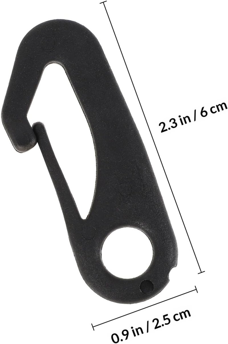 VILLCASE 50pcs Flagpole Plastic Snap Hooks and Tent Line Fasteners, Small S-Hooks with 3 Holes for Camping and Outdoor Use, Black and White Sturdy Clips for Flagpole Rope Adjustment - Image 2