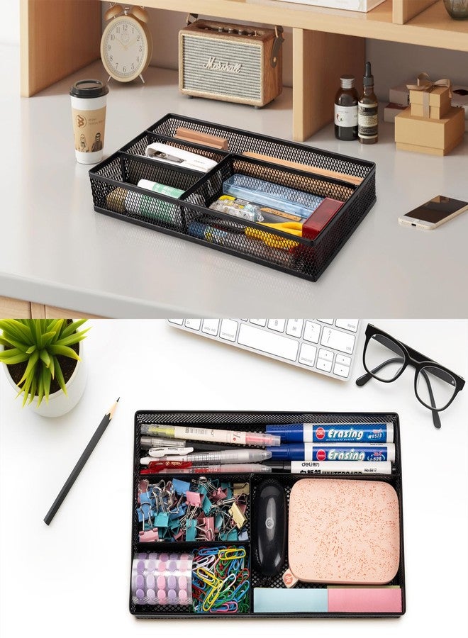 shenee Desk Drawer Organizer Tray,Drawer Organizer for Office and Home,Desk Organizer with Drawers,4 Compartments,Non-Slip Desk Organizers and Accessories for Stationery Makeup School (Black) - Image 4