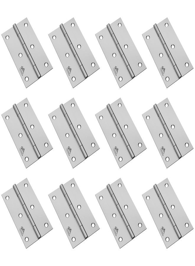 Atlantic Window Door Hinges 3 Inch x 16 Gauge/1.7 MM Thickness, Premium Stainless Steel Welded Head, Matt Finish, Pack of 12 Pcs - Image 1