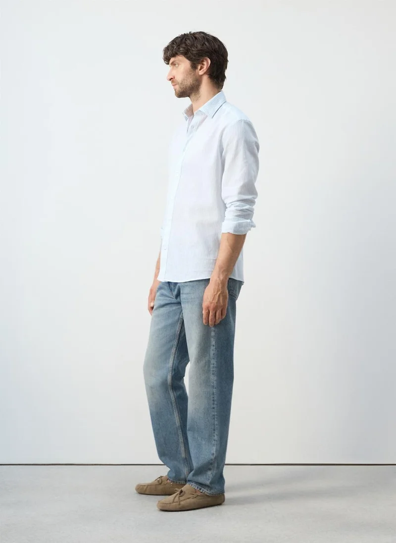 Mango Man  Cotton linen-blend regular-fit shirt for Men | Best Price UAE
