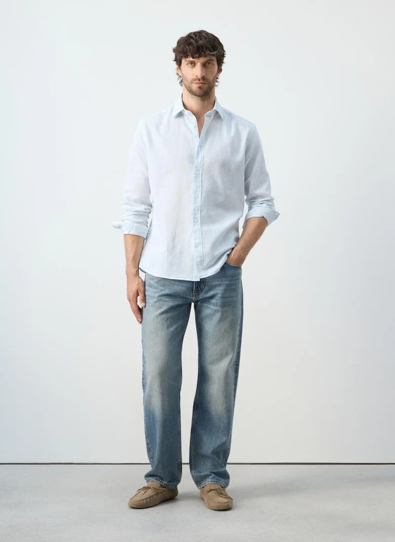 Mango Man  Cotton linen-blend regular-fit shirt for Men | Best Price UAE