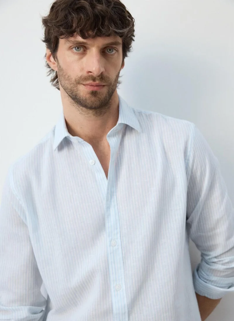 Mango Man  Cotton linen-blend regular-fit shirt for Men | Best Price UAE