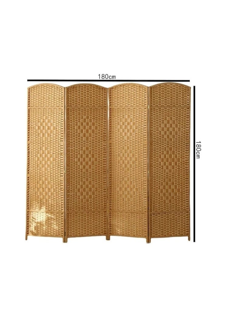 4 Panel Rattan Room Divider Folding Privacy Screen, Natural Bamboo Woven Partition Stand, Decorative Freestanding Room Separator for Bedroom, Living Room, Office & Home Decor - Image 2