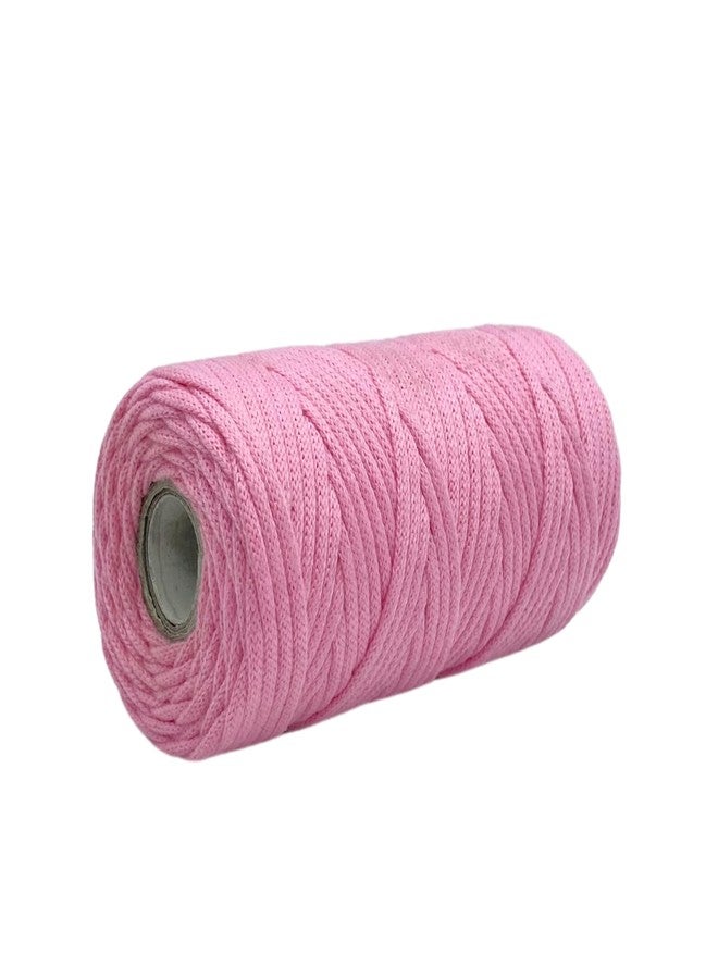 BOBBINY | Knitted Braided Crochet Macrame Acrylic Nylon Cord Thread for Macrame DIY, Garments, Crafting, and Other Projects, Baby Pink, 3mm,50 Meter - Image 2