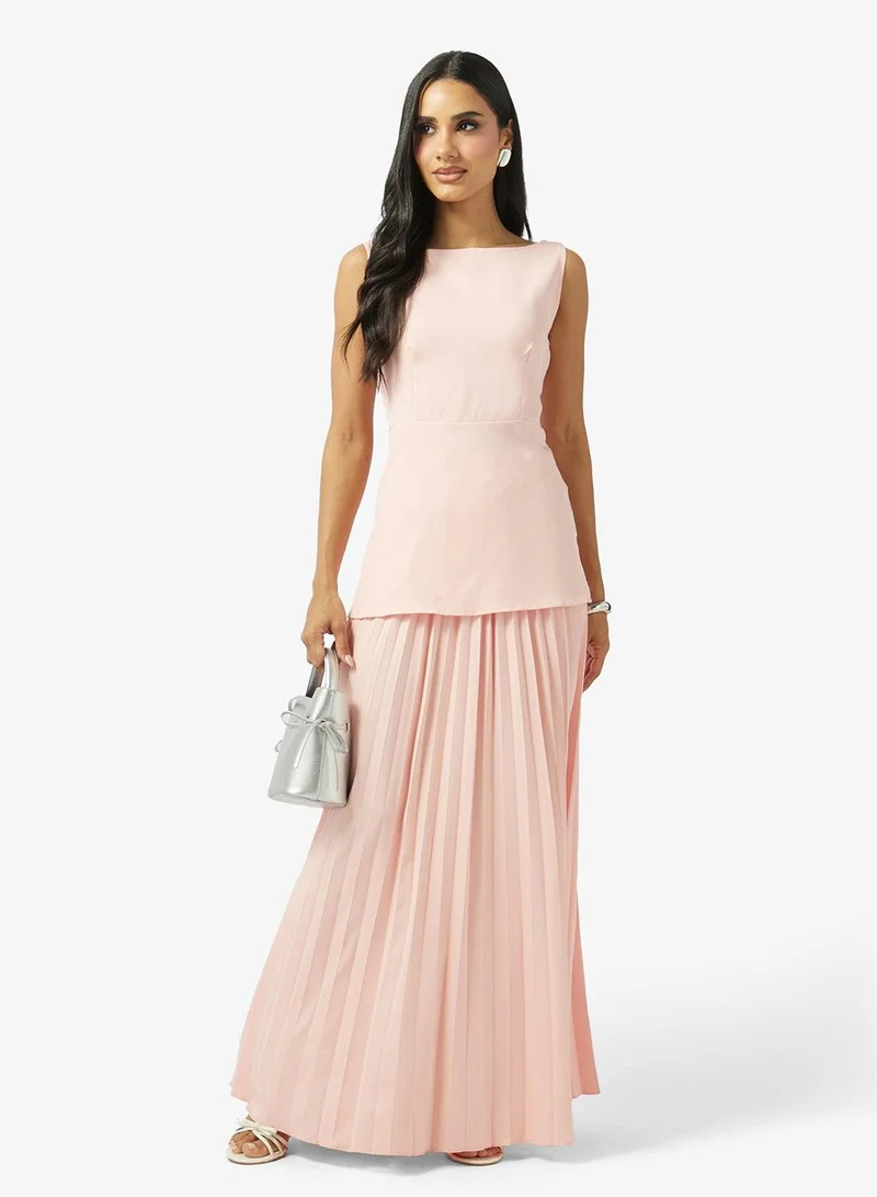 Ginger  Drop Waist Longline Top and Pleat Skirt Set for Women | Best Price UAE
