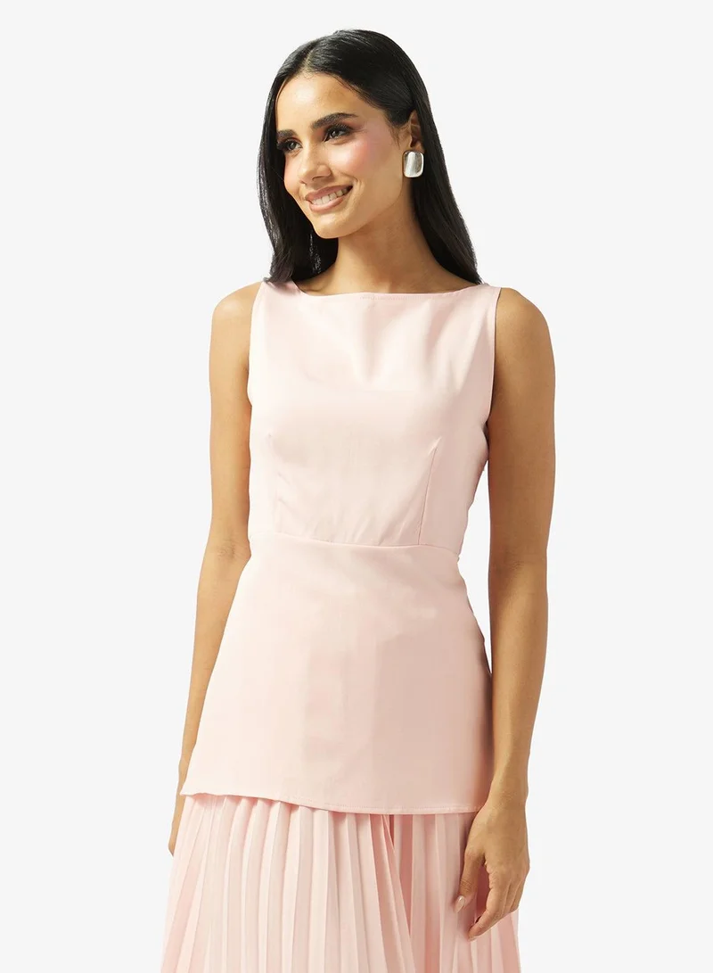 Ginger  Drop Waist Longline Top and Pleat Skirt Set for Women | Best Price UAE