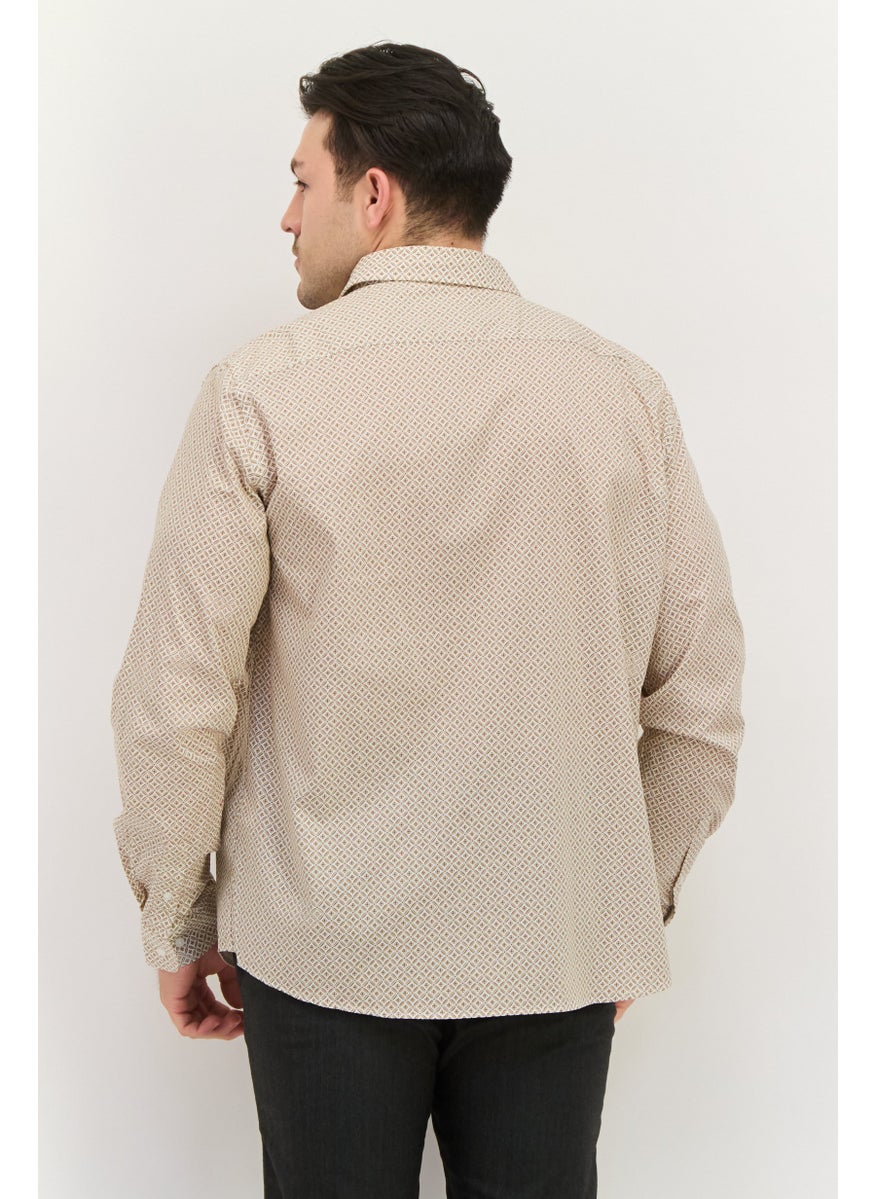 Jules Men Regular Fit Allover Print Long Sleeves Casual Shirt, White  - Image 3
