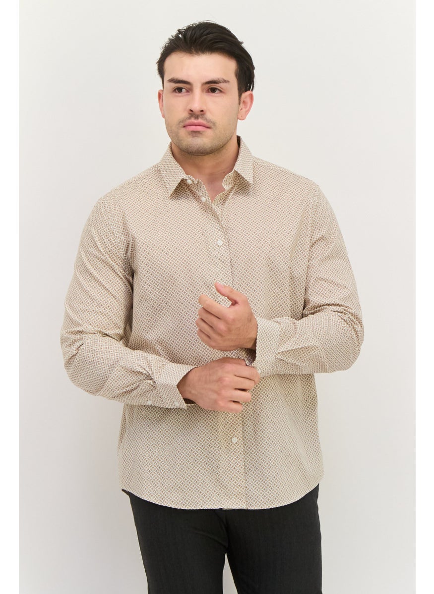 Jules Men Regular Fit Allover Print Long Sleeves Casual Shirt, White  - Image 1