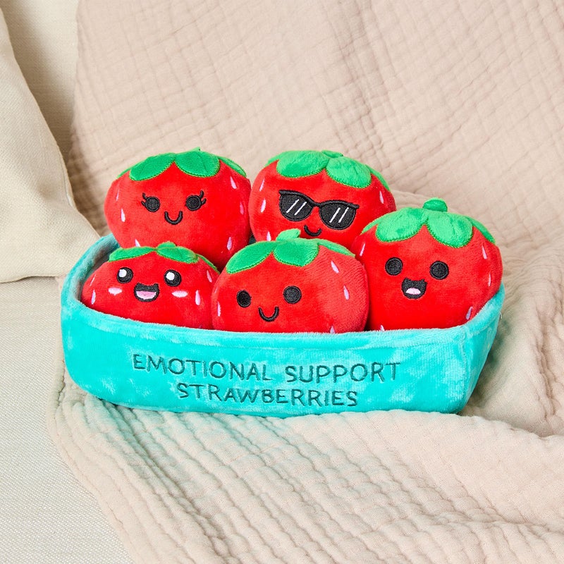 WHAT DO YOU MEME? Emotional Support Strawberries by Relatable, Cuddly Plush Toys and Stuffed Animals, Includes 5 Plushies with Basket, Sweet or Cute Christmas Stocking Stuffer - Image 2
