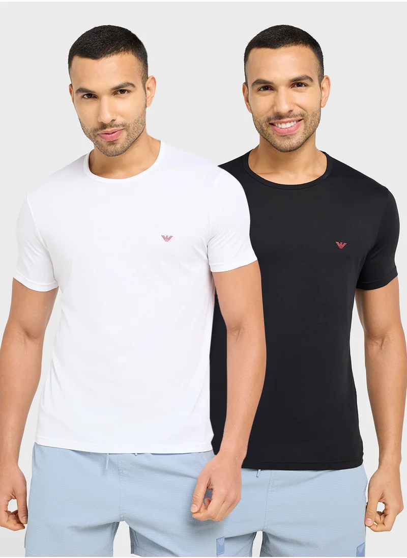 EMPORIO ARMANI Beachwear Logo Crew Neck T-Shirt