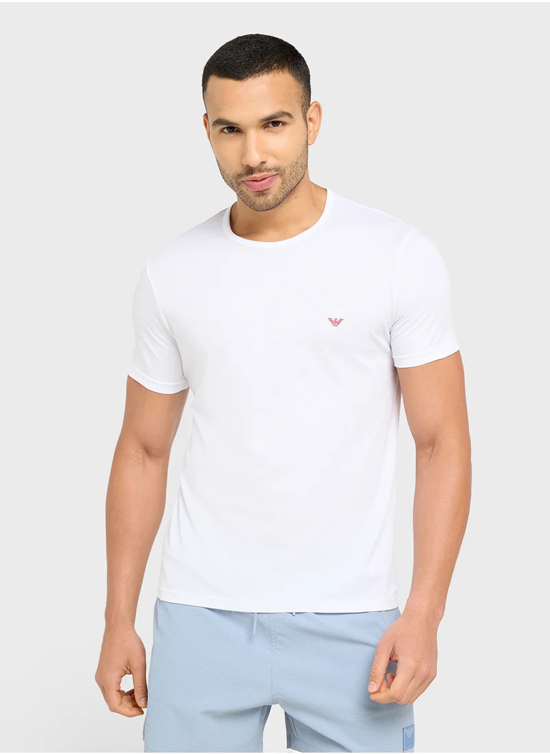 EMPORIO ARMANI Beachwear Logo Crew Neck T-Shirt
