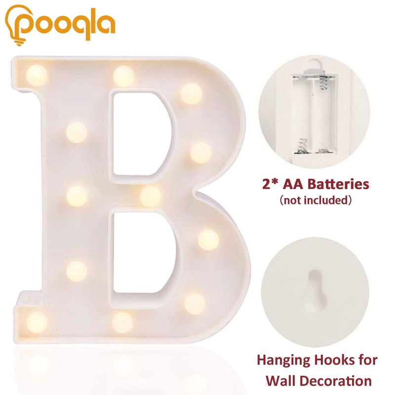 بوكلا Pooqla LED LED LIDT LITTER LIGHT Sign Up Alphabet Letter for Home Party Wedding Decoration B - Image 2