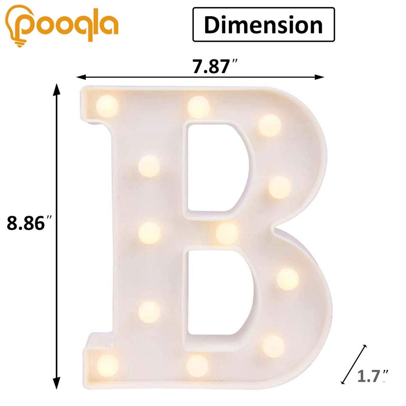 بوكلا Pooqla LED LED LIDT LITTER LIGHT Sign Up Alphabet Letter for Home Party Wedding Decoration B - Image 3