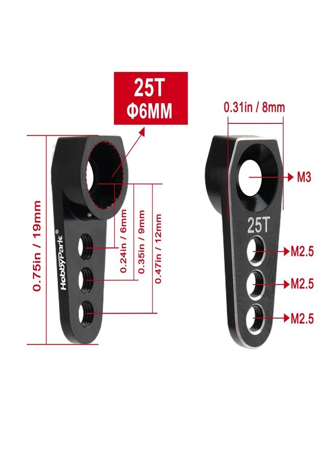 HobbyPark TRX4M Servo Horn 25T Servo Arm 6mm Spline Gear for High Torque Micro Servos with TRX-4M 1/18 RC Crawler Upgrades Parts, Compatible with Stock Servo (Black-2pcs) - Image 2