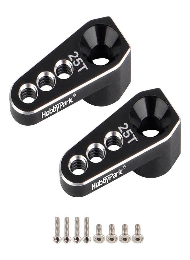 HobbyPark TRX4M Servo Horn 25T Servo Arm 6mm Spline Gear for High Torque Micro Servos with TRX-4M 1/18 RC Crawler Upgrades Parts, Compatible with Stock Servo (Black-2pcs) - Image 1