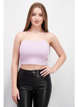 NA-KD Women Square Neck Sleeveless Plain Tank Top, Lilac  - Image 1