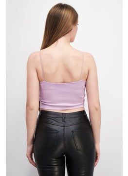 NA-KD Women Square Neck Sleeveless Plain Tank Top, Lilac  - Image 4