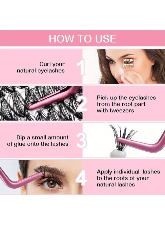طقم توفير 10 قطع رموش عنقودية احترافية DIY - أنماط مختلطة Natural Curl، أطوال (12-9 ملم)، جودة صالونات فائقة، سهلة التركيب - عبوة اقتصادية - Image 3