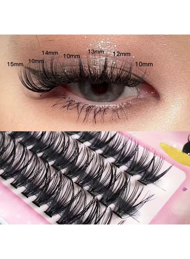 طقم توفير 10 قطع رموش عنقودية احترافية DIY - أنماط مختلطة Natural Curl، أطوال (12-9 ملم)، جودة صالونات فائقة، سهلة التركيب - عبوة اقتصادية - Image 4