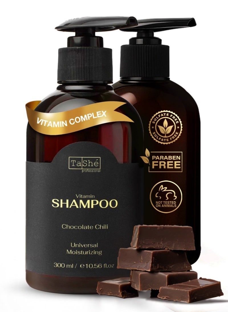 تاش شامبو الشوكولاتة والفلفل الحار – لنمو الشعر وكثافته – خالٍ من الكبريتات، 300 مل - Image 1