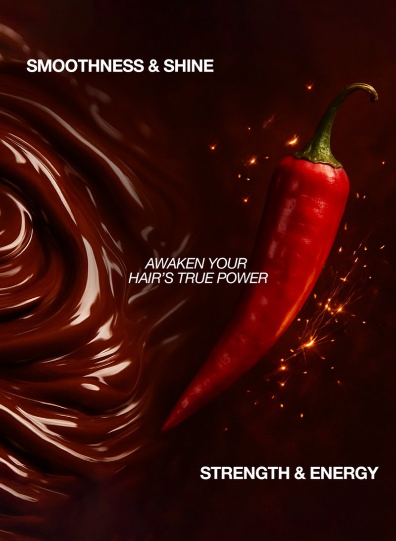 تاش شامبو الشوكولاتة والفلفل الحار – لنمو الشعر وكثافته – خالٍ من الكبريتات، 300 مل - Image 3