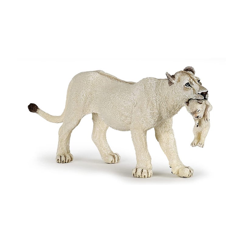 Papo White Lioness with Cub Figure, Multicolor - Image 1