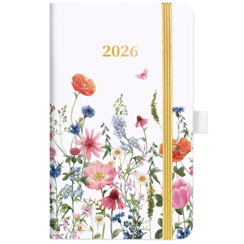 Planrage Pocket Calendar 2025-2026 - Pocket Planner 2025-2026 for Purse, Academic Planner 2025-2026 from Jul. 2025 - Jun. 2026, 6.3''×3.8'', Weekly & Monthly Planner with Pen Loop - Floral - Image 1