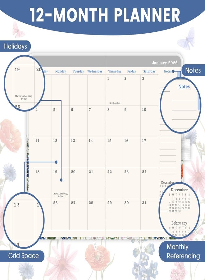 Planrage Pocket Calendar 2025-2026 - Pocket Planner 2025-2026 for Purse, Academic Planner 2025-2026 from Jul. 2025 - Jun. 2026, 6.3''×3.8'', Weekly & Monthly Planner with Pen Loop - Floral - Image 3