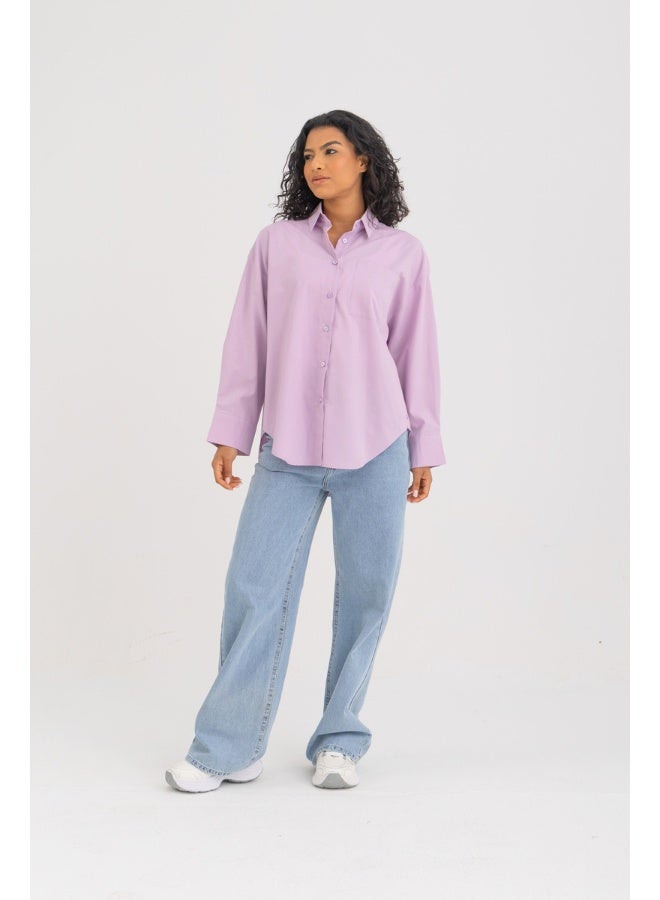 Dresscode Side Split Buttoned Shirt In Purple - Image 5