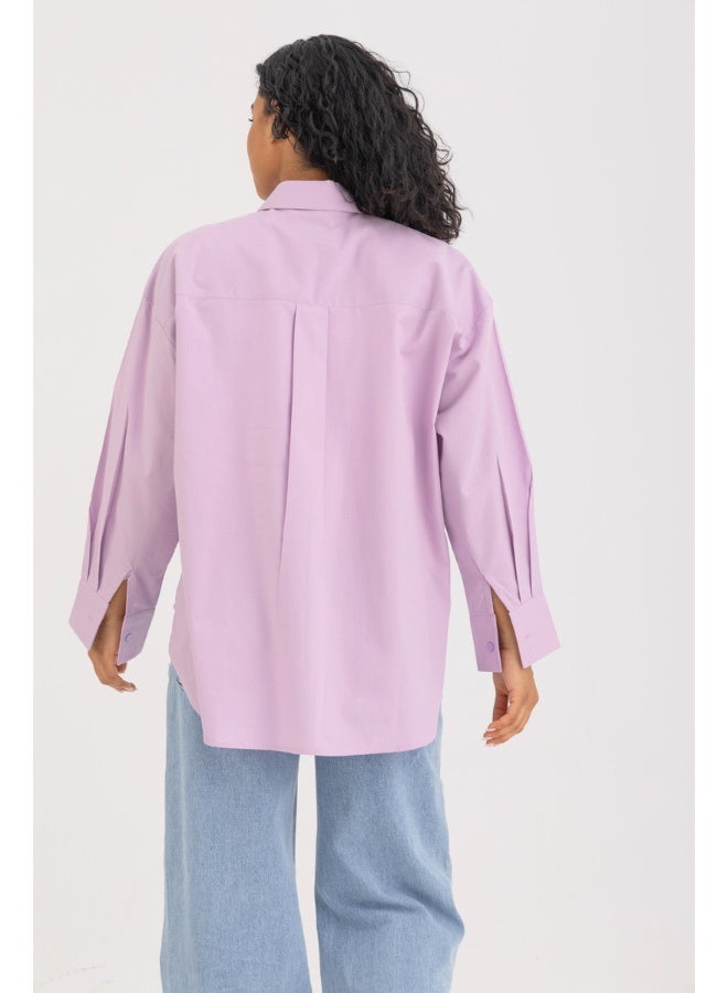 Dresscode Side Split Buttoned Shirt In Purple - Image 2