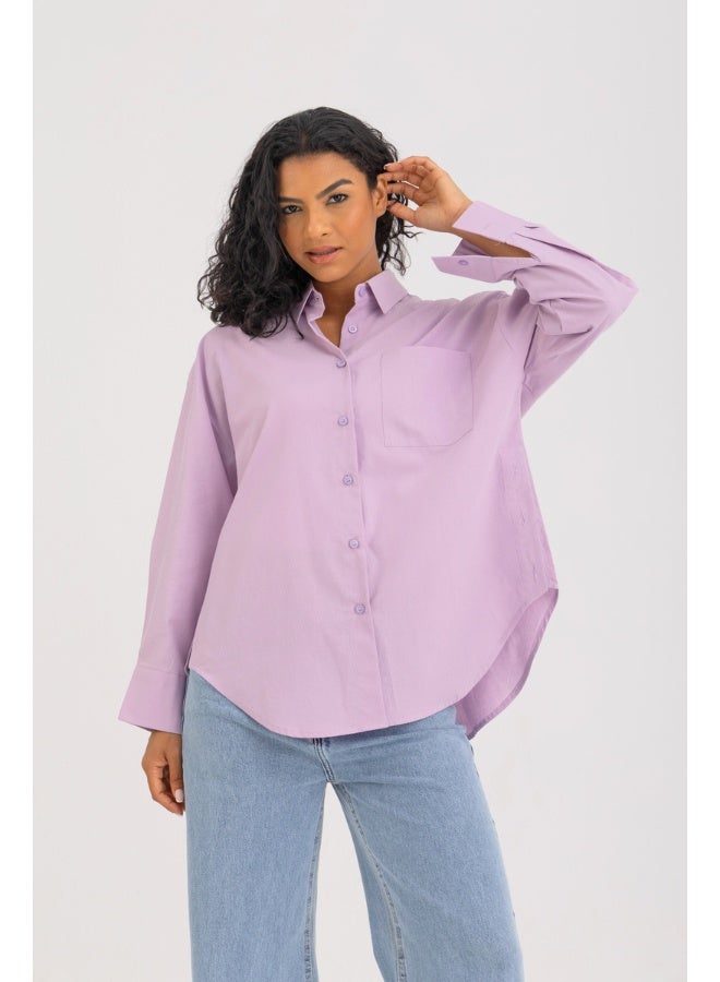Dresscode Side Split Buttoned Shirt In Purple - Image 1