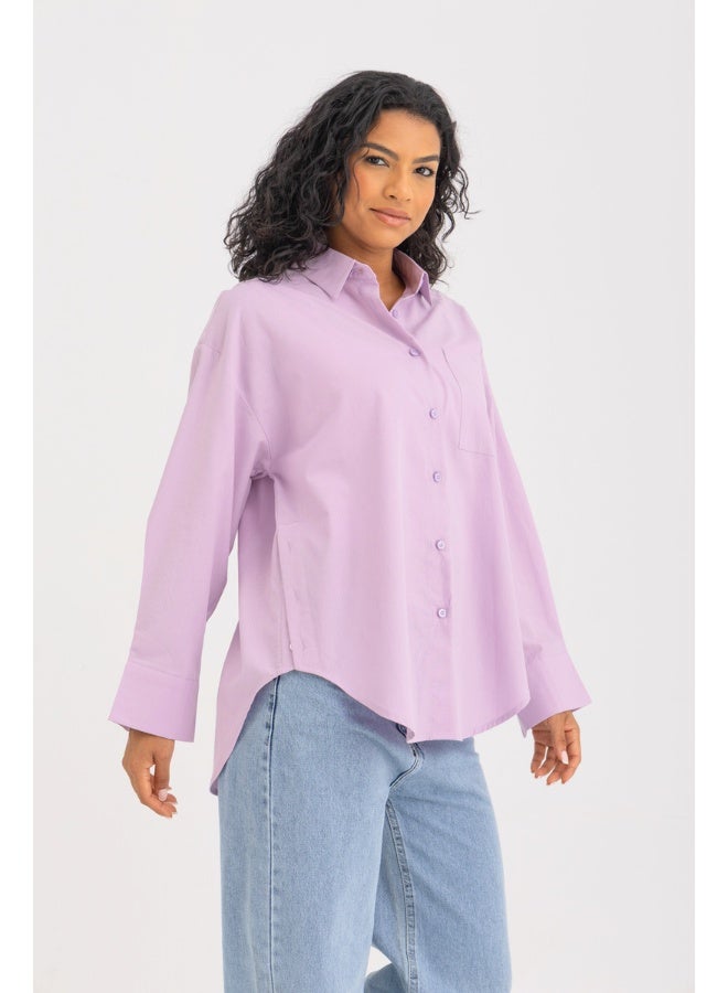 Dresscode Side Split Buttoned Shirt In Purple - Image 3