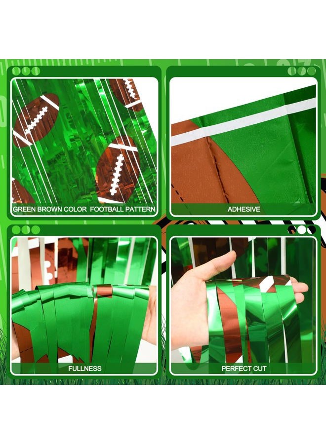 Knitgrip 4 Pack Football Party Decorations Football Photo Props 3.3x6.6 ft Football Foil Fringe Curtain Football Backdrop Football Birthday Party Decorations Sports Party Background - Image 3