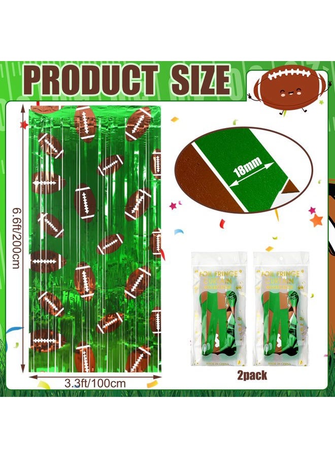 Knitgrip 4 Pack Football Party Decorations Football Photo Props 3.3x6.6 ft Football Foil Fringe Curtain Football Backdrop Football Birthday Party Decorations Sports Party Background - Image 2