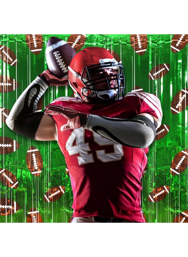 Knitgrip 4 Pack Football Party Decorations Football Photo Props 3.3x6.6 ft Football Foil Fringe Curtain Football Backdrop Football Birthday Party Decorations Sports Party Background - Image 4