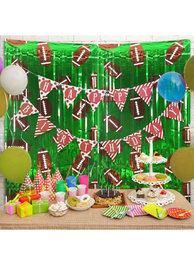 Knitgrip 4 Pack Football Party Decorations Football Photo Props 3.3x6.6 ft Football Foil Fringe Curtain Football Backdrop Football Birthday Party Decorations Sports Party Background - Image 5